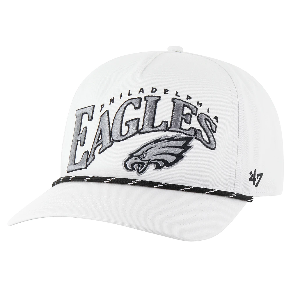 Men's '47 White Philadelphia Eagles Wave Speckle Hitch Rope Adjustable Hat