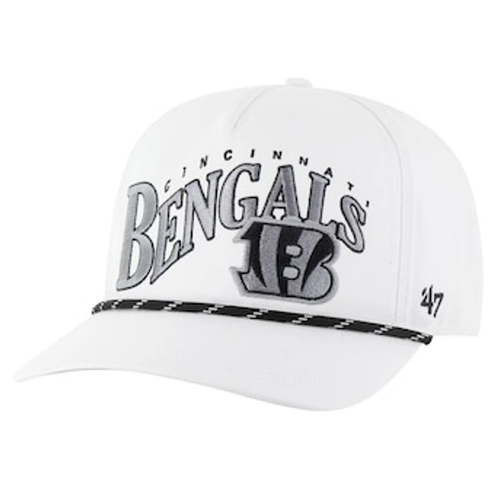 Men's '47 White Cincinnati Bengals Wave Speckle Hitch Rope Adjustable Hat