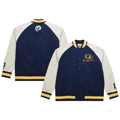 Men's Mitchell & Ness Kenny Washington Navy Los Angeles Rams Vintage Lightweight Satin Raglan Full-Snap Jacket