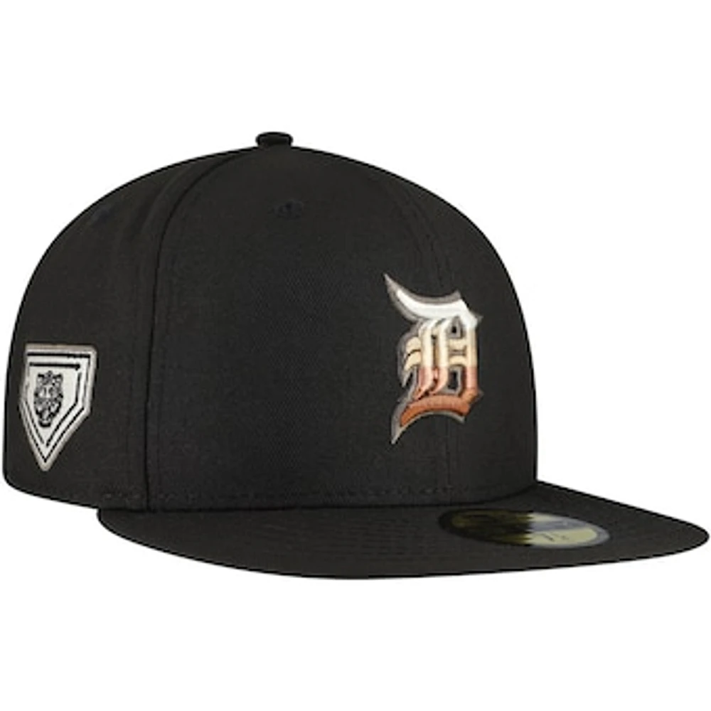 Men's New Era Black Detroit Tigers Dune Gradient Side Patch 59FIFTY Fitted Hat