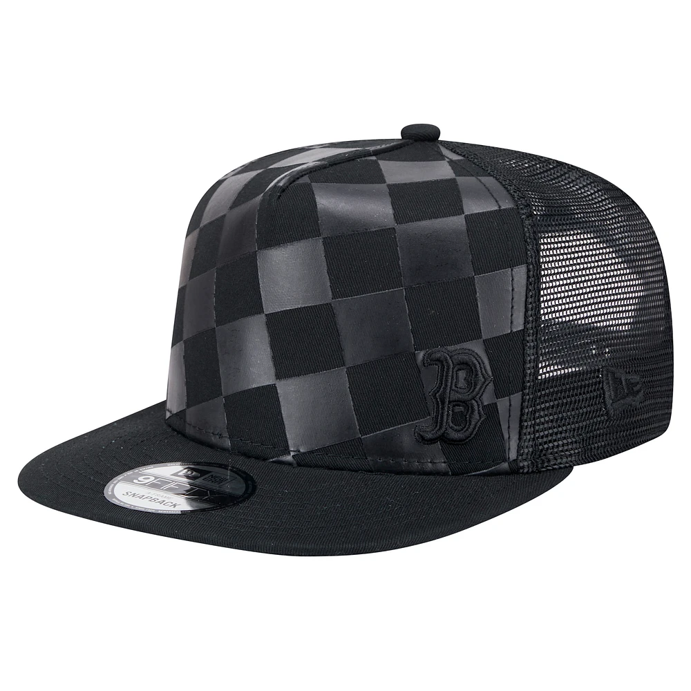 Men's New Era Black Boston Red Sox Score Check 9FIFTY A-Frame Trucker Snapback Hat