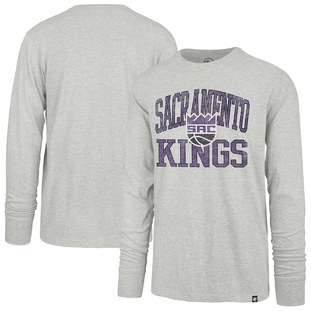 Men's '47  Gray Sacramento Kings First Rate Franklin Long Sleeve T-Shirt