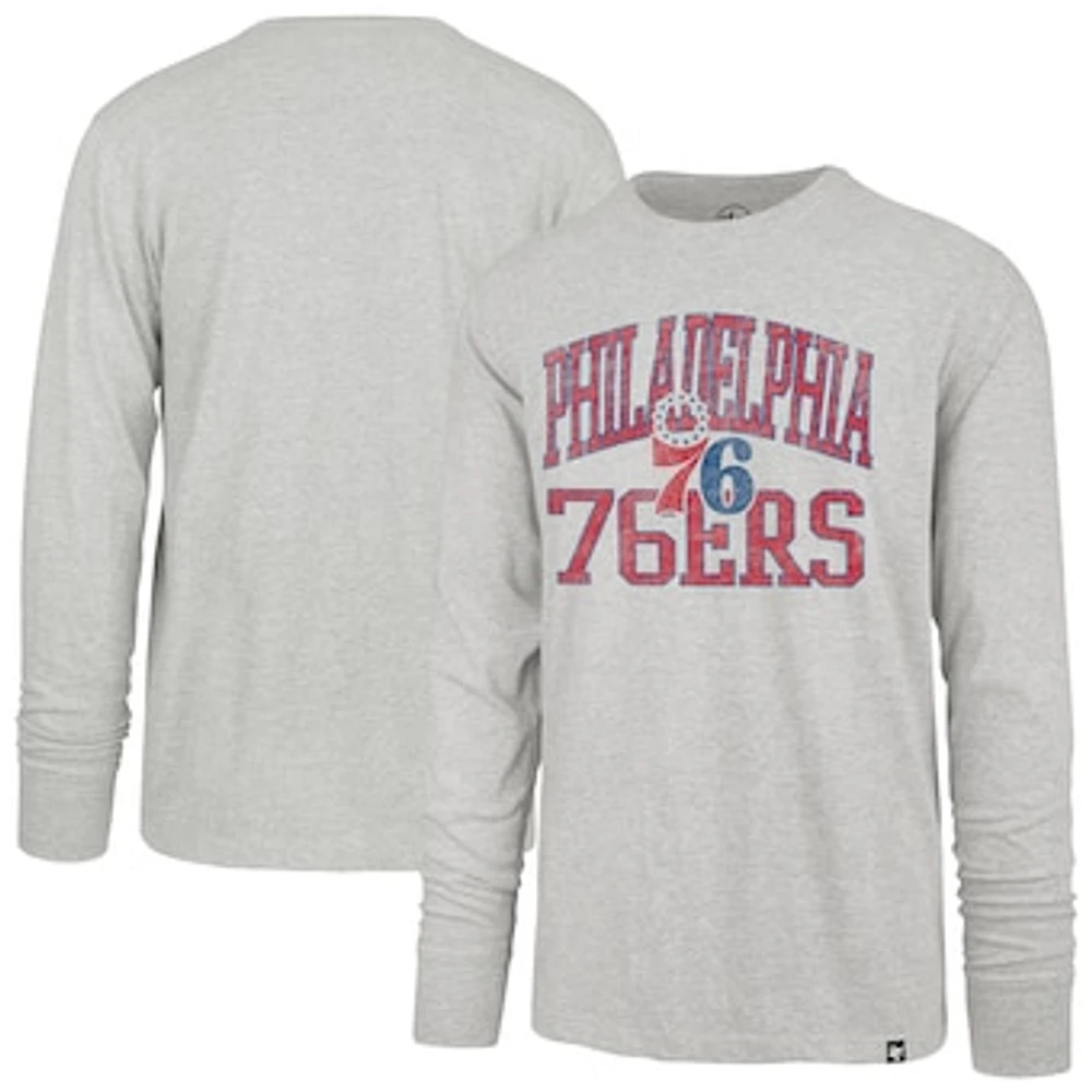 Men's '47  Gray Philadelphia 76ers First Rate Franklin Long Sleeve T-Shirt