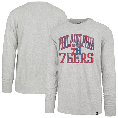 Men's '47  Gray Philadelphia 76ers First Rate Franklin Long Sleeve T-Shirt