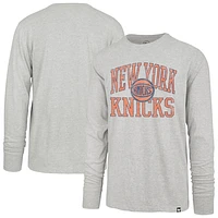 Men's '47  Gray New York Knicks First Rate Franklin Long Sleeve T-Shirt