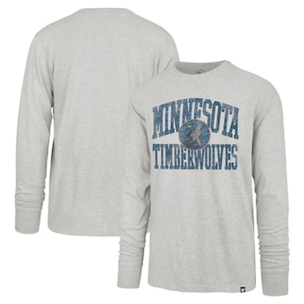 Men's '47  Gray Minnesota Timberwolves First Rate Franklin Long Sleeve T-Shirt