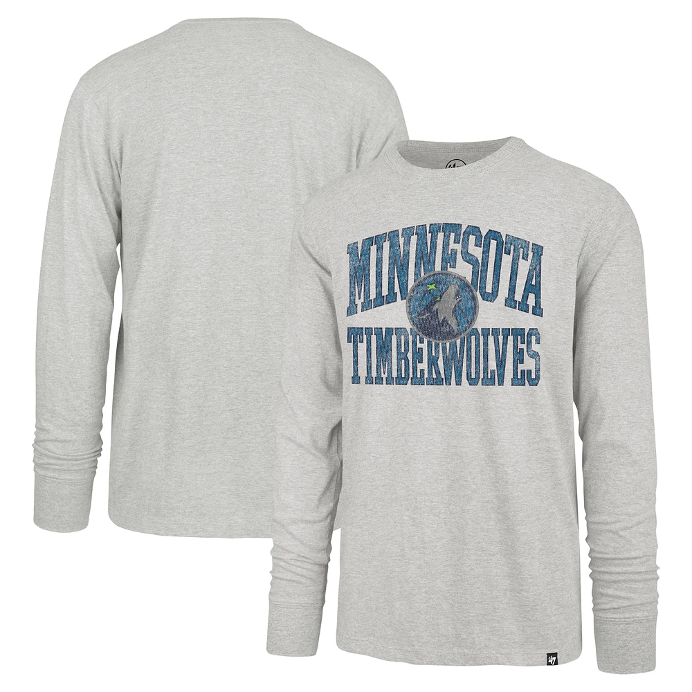 Men's '47  Gray Minnesota Timberwolves First Rate Franklin Long Sleeve T-Shirt