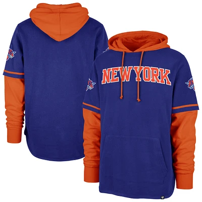 Men's '47 Royal New York Knicks Trifecta Shortstop Pullover Hoodie