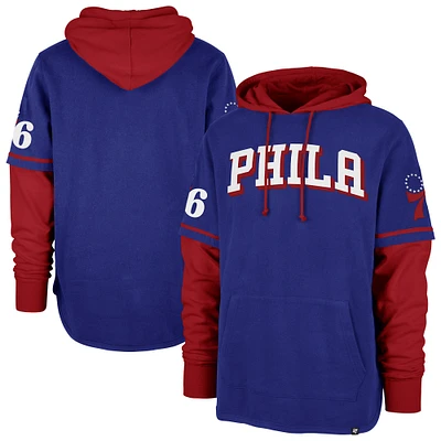 Men's '47 Royal Philadelphia 76ers Trifecta Shortstop Pullover Hoodie