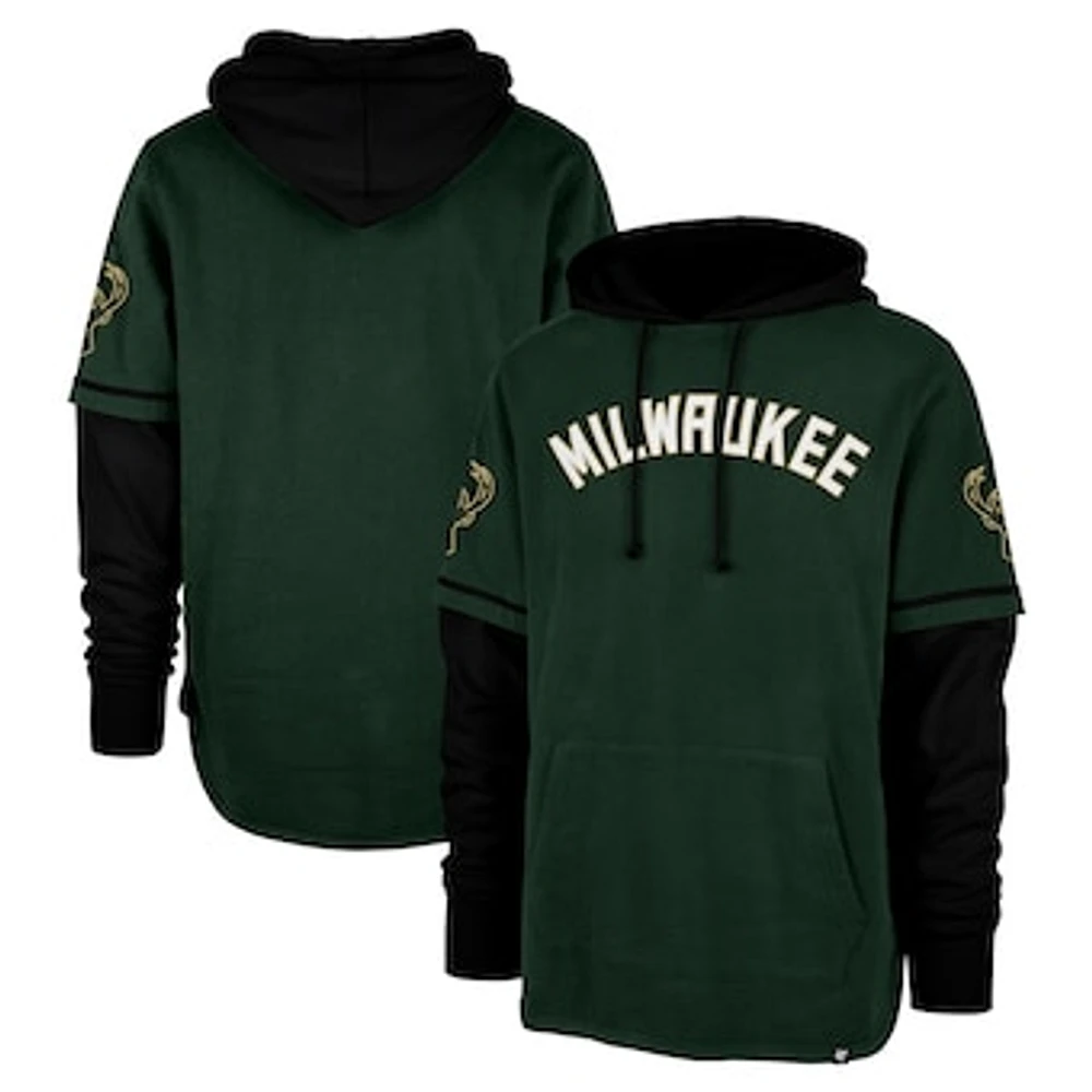 Men's '47 Hunter Green Milwaukee Bucks Trifecta Shortstop Pullover Hoodie