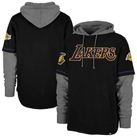 Men's '47 Black Los Angeles Lakers Trifecta Shortstop Pullover Hoodie