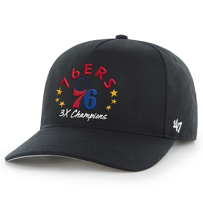 Men's '47 Black Philadelphia 76ers Champs Global Star Hitch Adjustable Hat