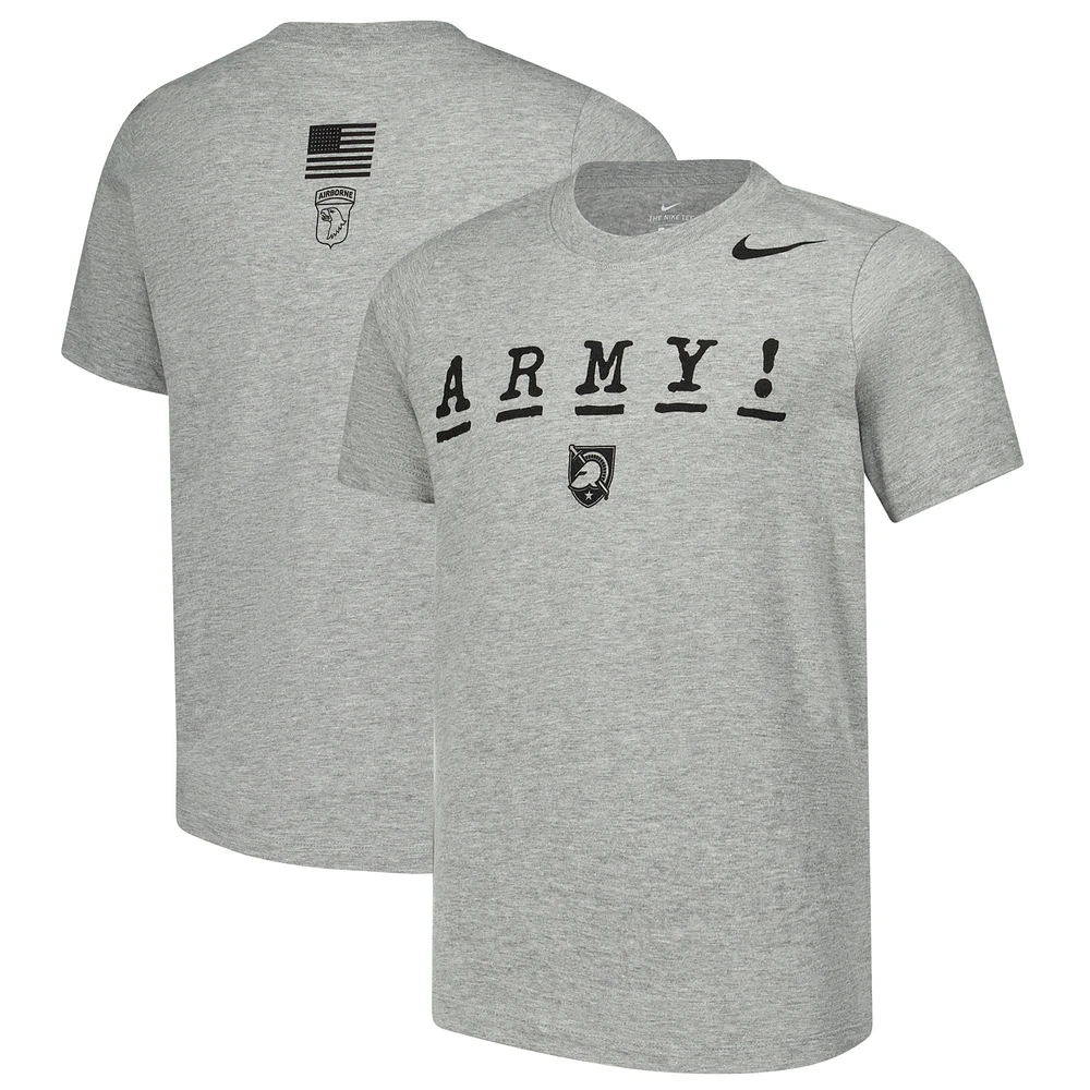 Youth Nike Heather Gray Army Black Knights 2024 Rivalry Collection Army! T-Shirt