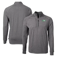 Men's Cutter & Buck Heather North Dakota Adapt Eco Knit Heathered Recycled Quarter-Zip Pullover Top