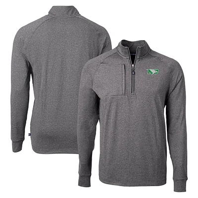 Men's Cutter & Buck Heather North Dakota Adapt Eco Knit Heathered Recycled Quarter-Zip Pullover Top