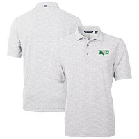 Men's Cutter & Buck  Gray North Dakota Virtue Eco Pique Botanical Print Recycled Polo