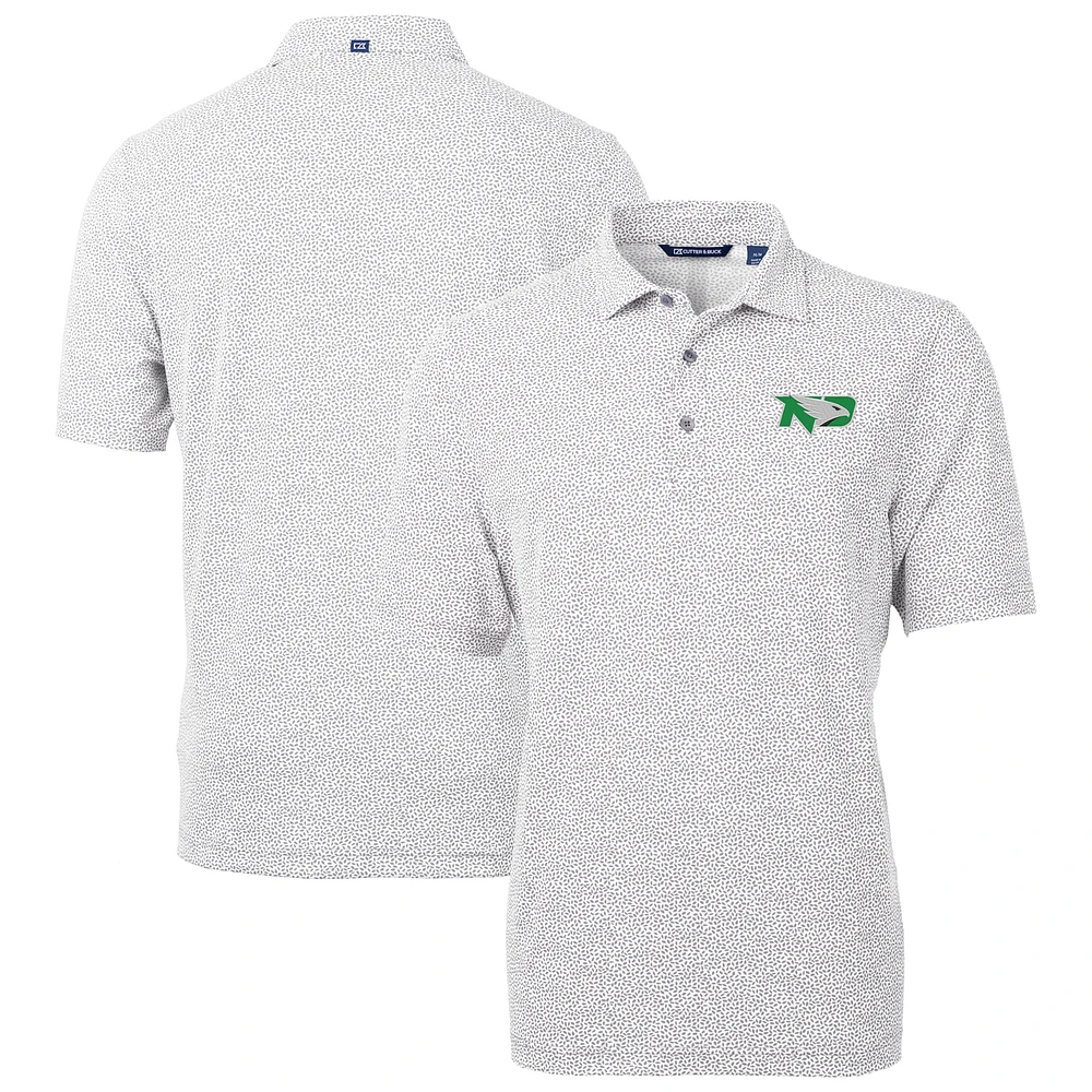 Men's Cutter & Buck Gray North Dakota Virtue Eco Pique Botanical Print Recycled Polo