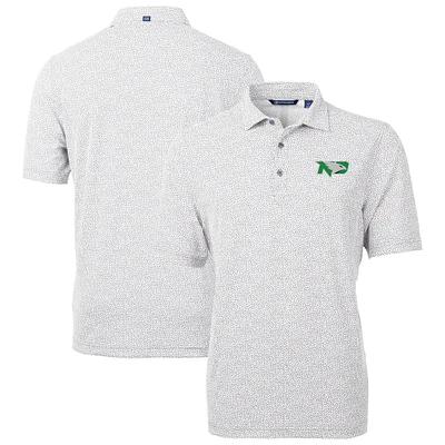 Men's Cutter & Buck  Gray North Dakota Virtue Eco Pique Botanical Print Recycled Polo