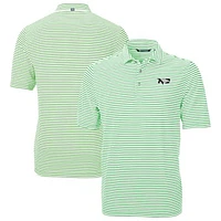 Men's Cutter & Buck  Kelly Green North Dakota Virtue Eco Pique Stripe Recycled Polo