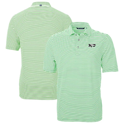Men's Cutter & Buck  Kelly Green North Dakota Virtue Eco Pique Stripe Recycled Polo