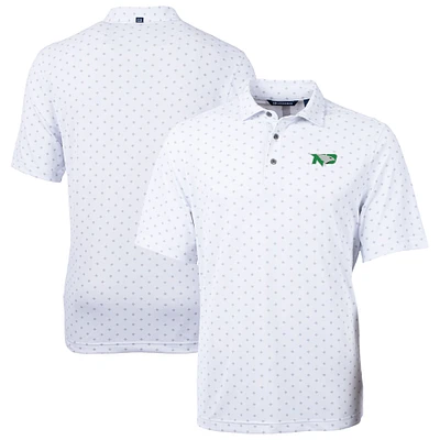 Men's Cutter & Buck  White North Dakota Virtue Eco Pique Tile Print Recycled Polo