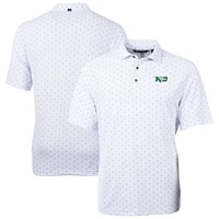 Men's Cutter & Buck  White North Dakota Virtue Eco Pique Tile Print Recycled Polo