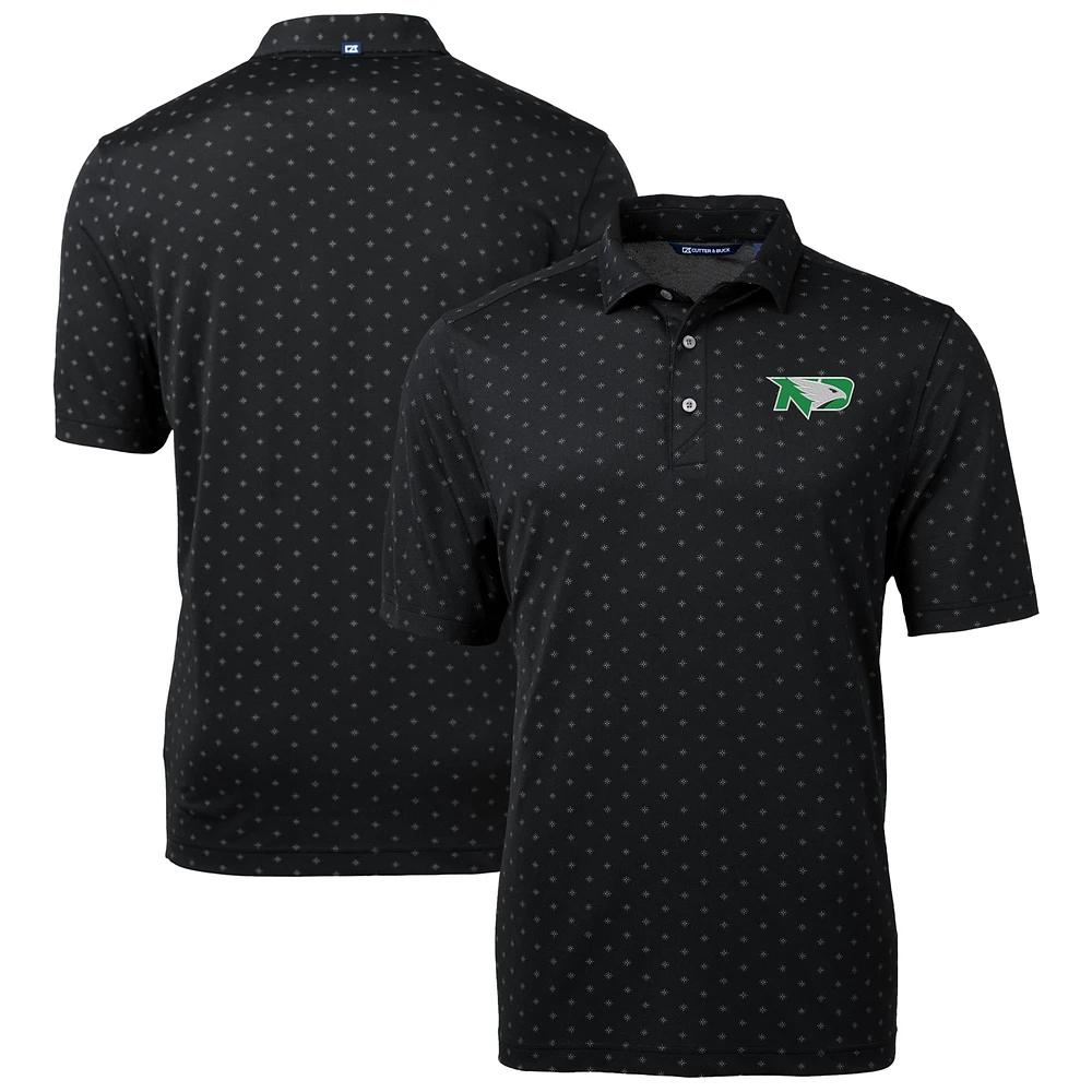 Men's Cutter & Buck Black North Dakota Virtue Eco Pique Tile Print Recycled Polo