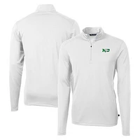 Men's Cutter & Buck  White North Dakota DryTec Virtue Eco Pique Recycled Quarter-Zip Pullover Top