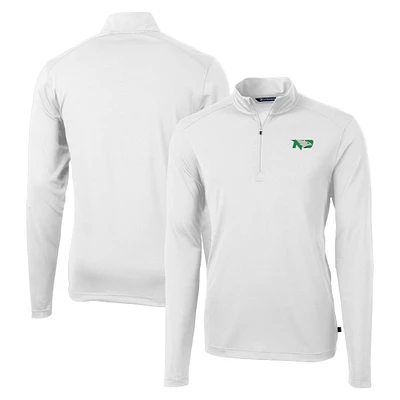Men's Cutter & Buck  White North Dakota DryTec Virtue Eco Pique Recycled Quarter-Zip Pullover Top