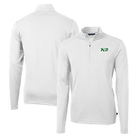 Men's Cutter & Buck  White North Dakota DryTec Virtue Eco Pique Recycled Quarter-Zip Pullover Top