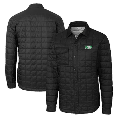 Men's Cutter & Buck  Black North Dakota Rainier PrimaLoft Eco Insulated Quilted Button-Up Shacket