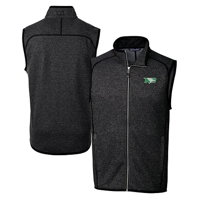 Men's Cutter & Buck  Heather Charcoal North Dakota Mainsail Sweater Knit Fleece Full-Zip Vest