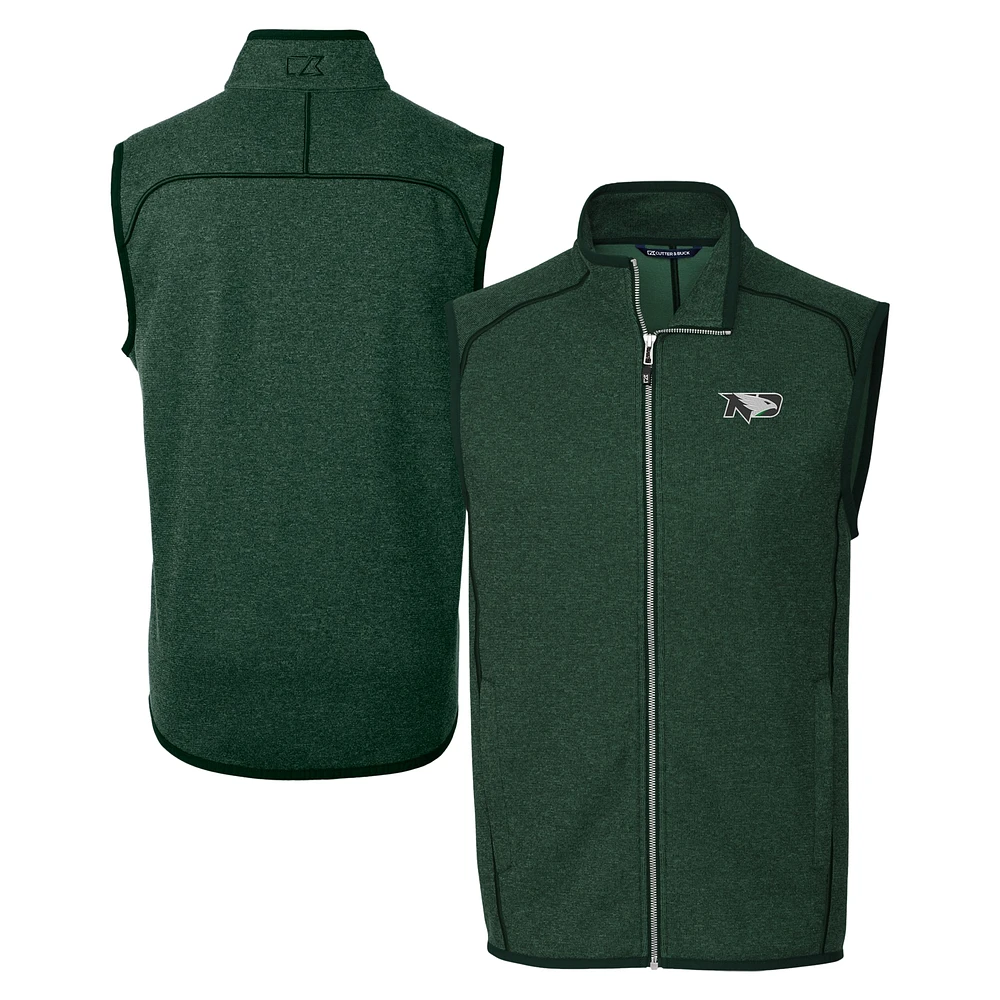 Men's Cutter & Buck Heather North Dakota Mainsail Sweater Knit Fleece Full-Zip Vest