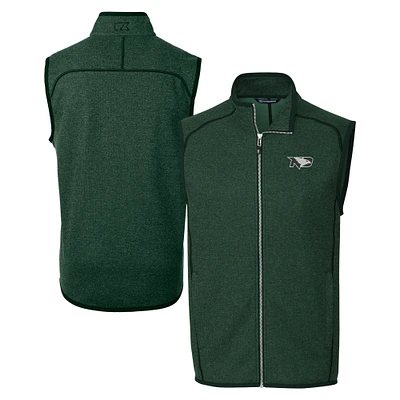 Men's Cutter & Buck Heather North Dakota Mainsail Sweater Knit Fleece Full-Zip Vest