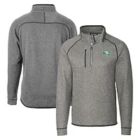 Men's Cutter & Buck  Heather Gray North Dakota Mainsail Sweater-Knit Half-Zip Pullover Jacket