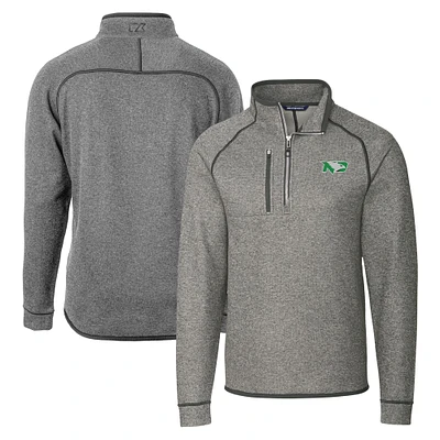 Men's Cutter & Buck  Heather Gray North Dakota Mainsail Sweater-Knit Half-Zip Pullover Jacket