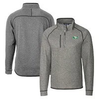 Men's Cutter & Buck  Heather Gray North Dakota Mainsail Sweater-Knit Half-Zip Pullover Jacket