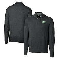 Men's Cutter & Buck  Heather Charcoal North Dakota Lakemont Tri-Blend Quarter-Zip Pullover Sweater