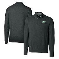Men's Cutter & Buck  Heather Charcoal North Dakota Lakemont Tri-Blend Quarter-Zip Pullover Sweater