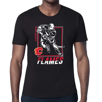 Men's Starter Black Calgary Flames Player Grid T-Shirt