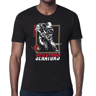 Men's Starter Black Ottawa Senators Player Grid T-Shirt