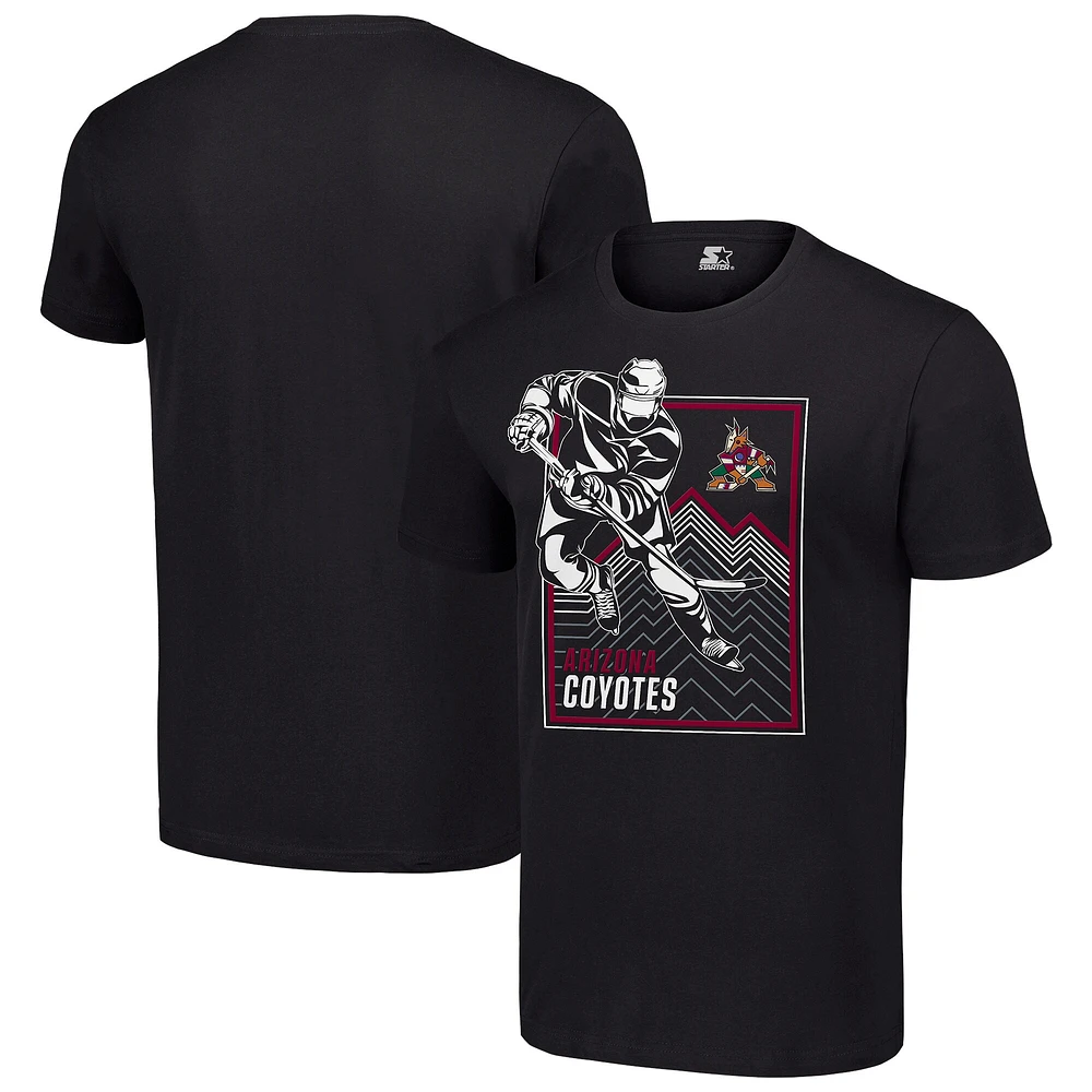 Men's Starter Black Arizona Coyotes Player Grid T-Shirt