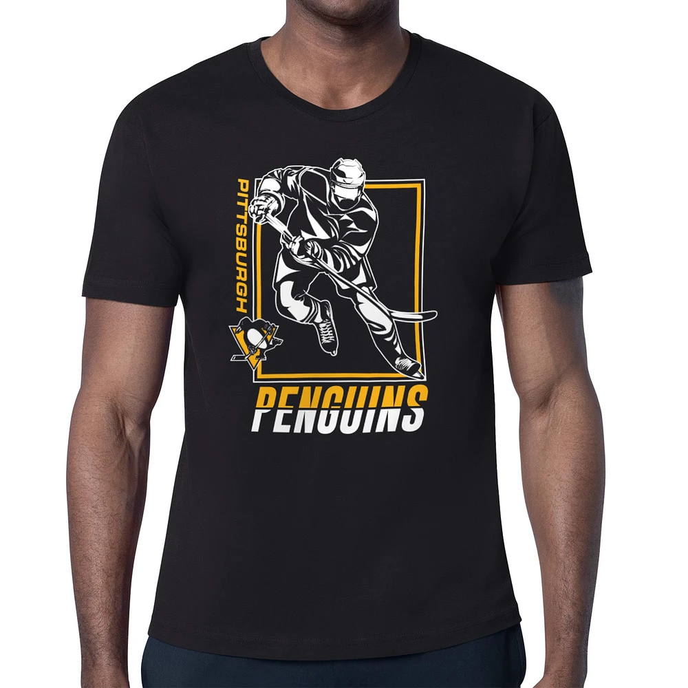 Men's Starter Black Pittsburgh Penguins Player Grid T-Shirt