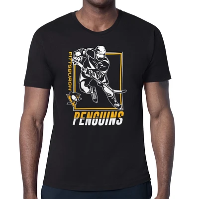 Men's Starter Black Pittsburgh Penguins Player Grid T-Shirt
