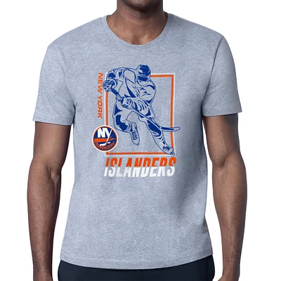 Men's Starter Heather Gray New York Islanders Player Grid T-Shirt