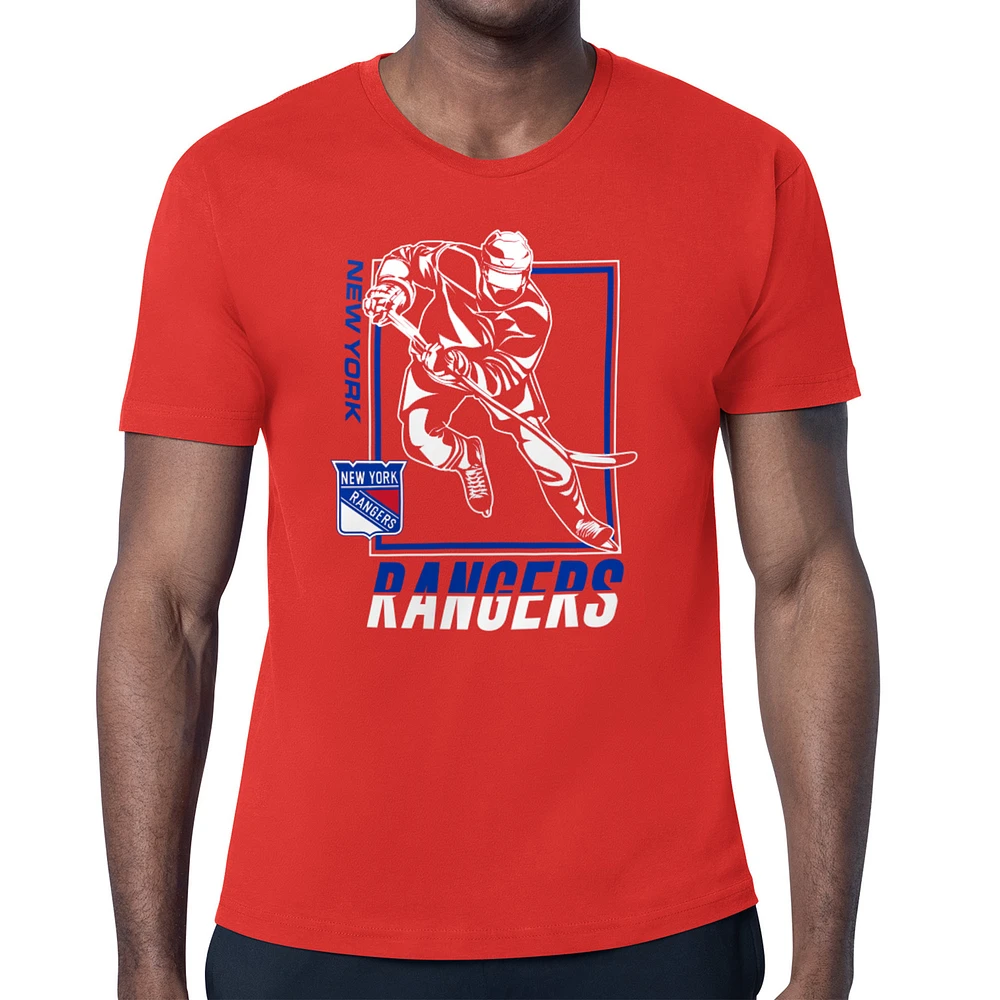 Men's Starter Red New York Rangers Player Grid T-Shirt