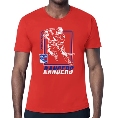 Men's Starter Red New York Rangers Player Grid T-Shirt