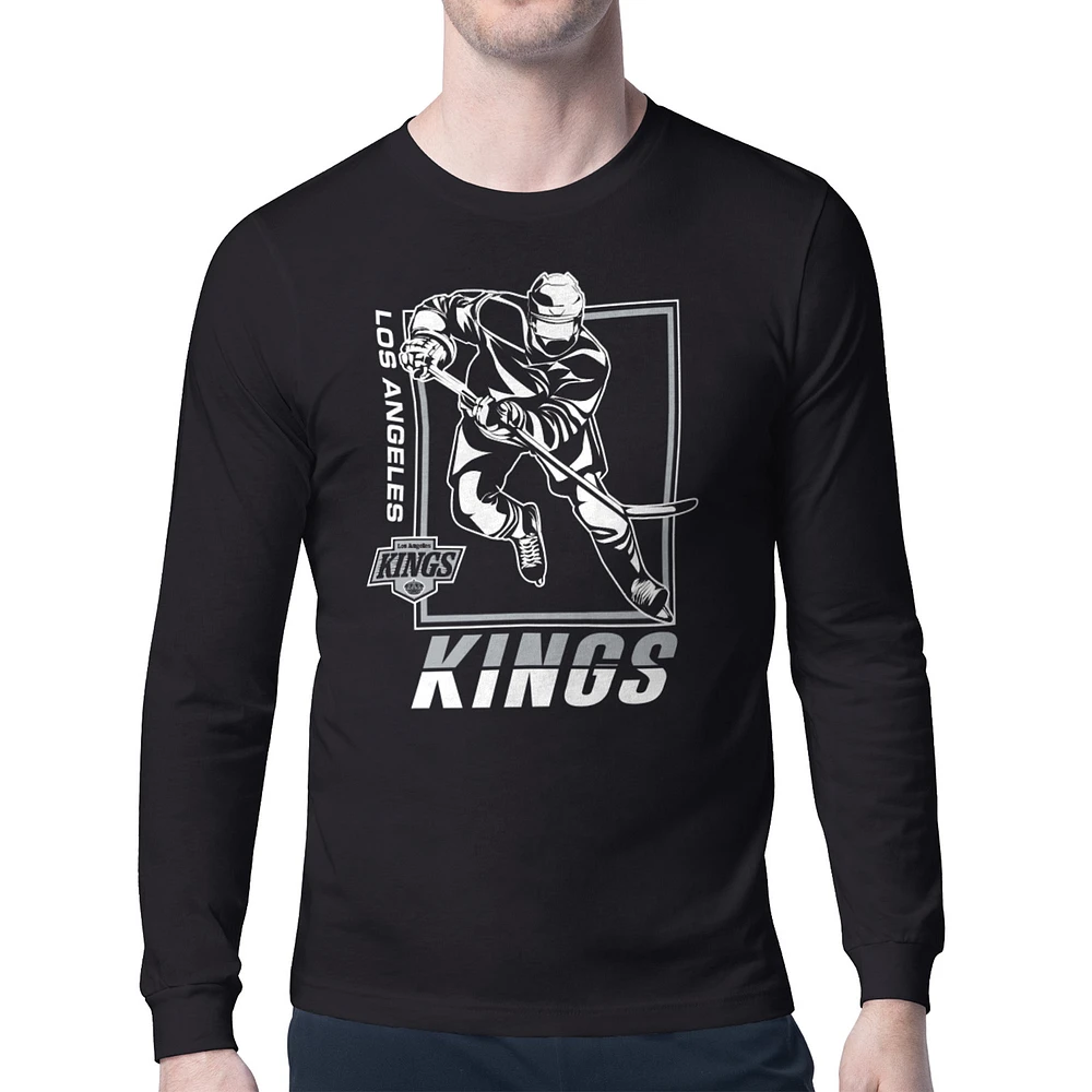 Men's Starter Black Los Angeles Kings Player Grid Long Sleeve T-Shirt