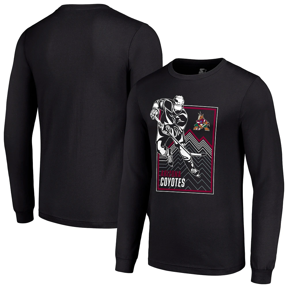 Men's Starter Black Arizona Coyotes Player Grid Long Sleeve T-Shirt