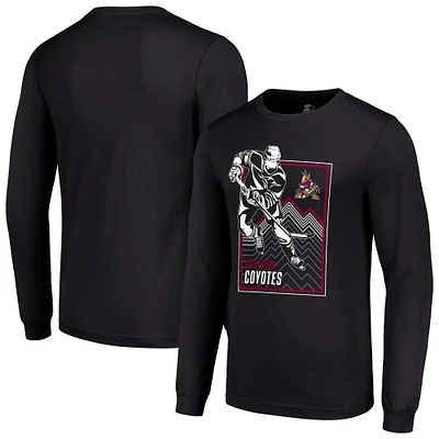 Men's Starter Black Arizona Coyotes Player Grid Long Sleeve T-Shirt